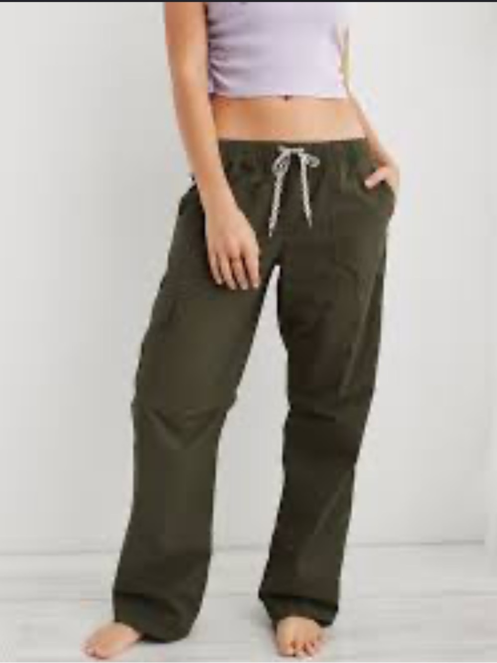 aerie Olive Drawstring Relaxed-Fit Track Pants